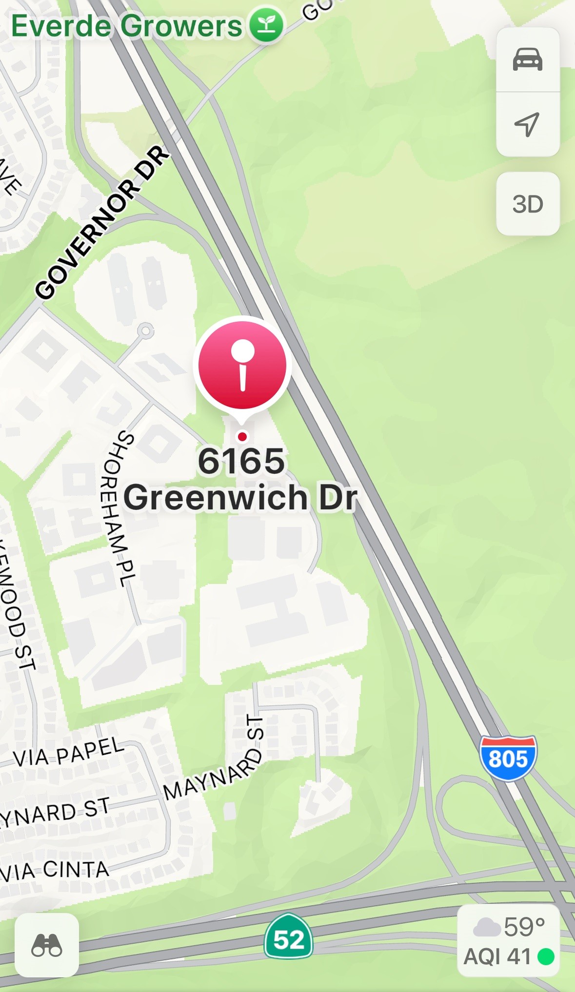 map of 6165 greenwich
